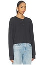 view 2 of 4 Boxy Waffle Henley Top in Washed Black
