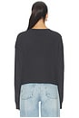 view 3 of 4 Boxy Waffle Henley Top in Washed Black