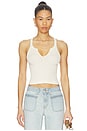 view 1 of 4 V Cut Ribbed Tank Top in Vintage Ivory