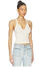 view 2 of 4 V Cut Ribbed Tank Top in Vintage Ivory