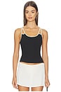 view 1 of 4 Contrast Spaghetti Tank Top in Black & Vintage White