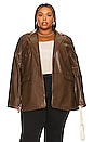 view 4 of 11 Chloe Faux Leather Blazer in Chocolate Brown