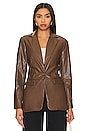 view 5 of 11 Chloe Faux Leather Blazer in Chocolate Brown