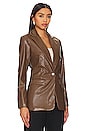 view 6 of 11 Chloe Faux Leather Blazer in Chocolate Brown