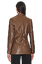 view 7 of 11 Chloe Faux Leather Blazer in Chocolate Brown