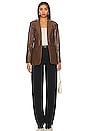 view 8 of 11 Chloe Faux Leather Blazer in Chocolate Brown