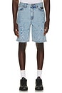 view 1 of 5 Spider Web Denim Shorts in Bleached Indigo