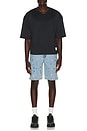 view 3 of 5 Spider Web Denim Shorts in Bleached Indigo