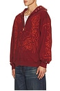 view 2 of 7 Tribal Skull Studded Zip Hoodie in Red
