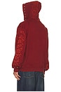 view 4 of 7 Tribal Skull Studded Zip Hoodie in Red