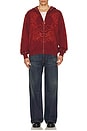 view 5 of 7 Tribal Skull Studded Zip Hoodie in Red