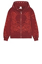 view 6 of 7 Tribal Skull Studded Zip Hoodie in Red
