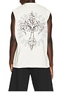 view 2 of 4 Web Cross Cut Off Tee in White & Black