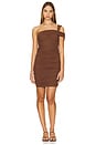 view 1 of 3 Ruched Mesh Mini Dress in Chocolate