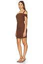 view 2 of 3 Ruched Mesh Mini Dress in Chocolate