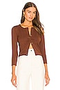 view 1 of 4 Button Up Cropped Cardigan in Chocolate