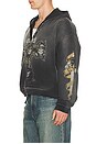 view 4 of 7 x Guns N' Roses Cross Zip Through Hoodie in Stained Black