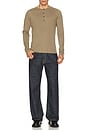 view 4 of 4 Classic Textured Knit Henley in Cocoa