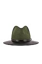 view 3 of 3 Floppy Leather Brim Hat in Olive