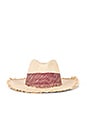 view 3 of 3 Frayed Edge Panama Hat in Natural & Pink