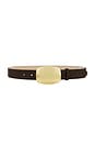 view 1 of 3 CEINTURE WYATT in Brown Suede & Gold