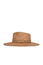 view 3 of 3 Western Straw Fedora Hat in Caramel