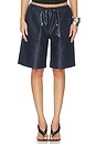 view 1 of 6 Claire Faux Leather Short in Navy