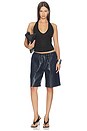 view 5 of 6 Claire Faux Leather Short in Navy