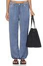 view 1 of 6 rb Miramar Satin Bubble Jeans in Jasper