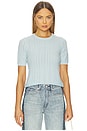 view 1 of 5 Francesca Merino Short Sleeve Sweater in Sky Blue