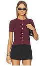 view 1 of 4 Dina Short Sleeve Cardigan in Prune