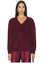 view 1 of 4 Jada Brushed Cashmere V Neck Pullover Sweater in Pomegranate