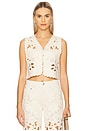 view 2 of 5 Coralie Floral Cutout Vest in Ecru