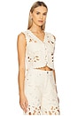 view 3 of 5 Coralie Floral Cutout Vest in Ecru
