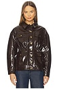 view 2 of 5 Amy Faux Patent Leather Jacket in Brown