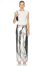 view 5 of 6 Logan Faux Leather Wide Leg Pant in Silver