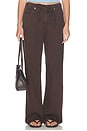 view 1 of 6 PANTALÓN PHOEBE  in Dark Brown Satin
