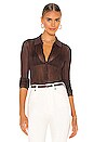 view 1 of 5 Pacey Button Down Top in Dark Brown