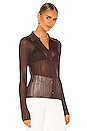 view 2 of 5 Pacey Button Down Top in Dark Brown