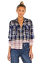 view 1 of 4 Florian Cropped Plaid Shirt in Blue Plaid