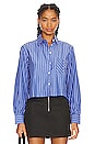 view 1 of 5 Maxine Cropped Shirt in Blue Stripe