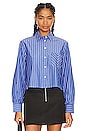 view 2 of 5 Maxine Cropped Shirt in Blue Stripe