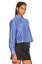 view 3 of 5 Maxine Cropped Shirt in Blue Stripe