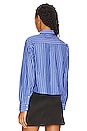 view 4 of 5 Maxine Cropped Shirt in Blue Stripe