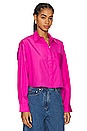 view 2 of 4 Beatrice Cropped Shirt in Bright Pink