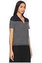 view 2 of 5 The Knit Stripe Polo Top in Navy & Ivory