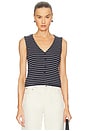 view 1 of 5 Knit Stripe Button Up Tank Top in Navy Multi