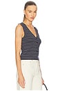view 2 of 5 Knit Stripe Button Up Tank Top in Navy Multi