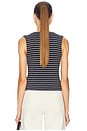 view 3 of 5 Knit Stripe Button Up Tank Top in Navy Multi