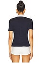 view 3 of 4 Knit Button Short Sleeve Polo Top in Navy Multi